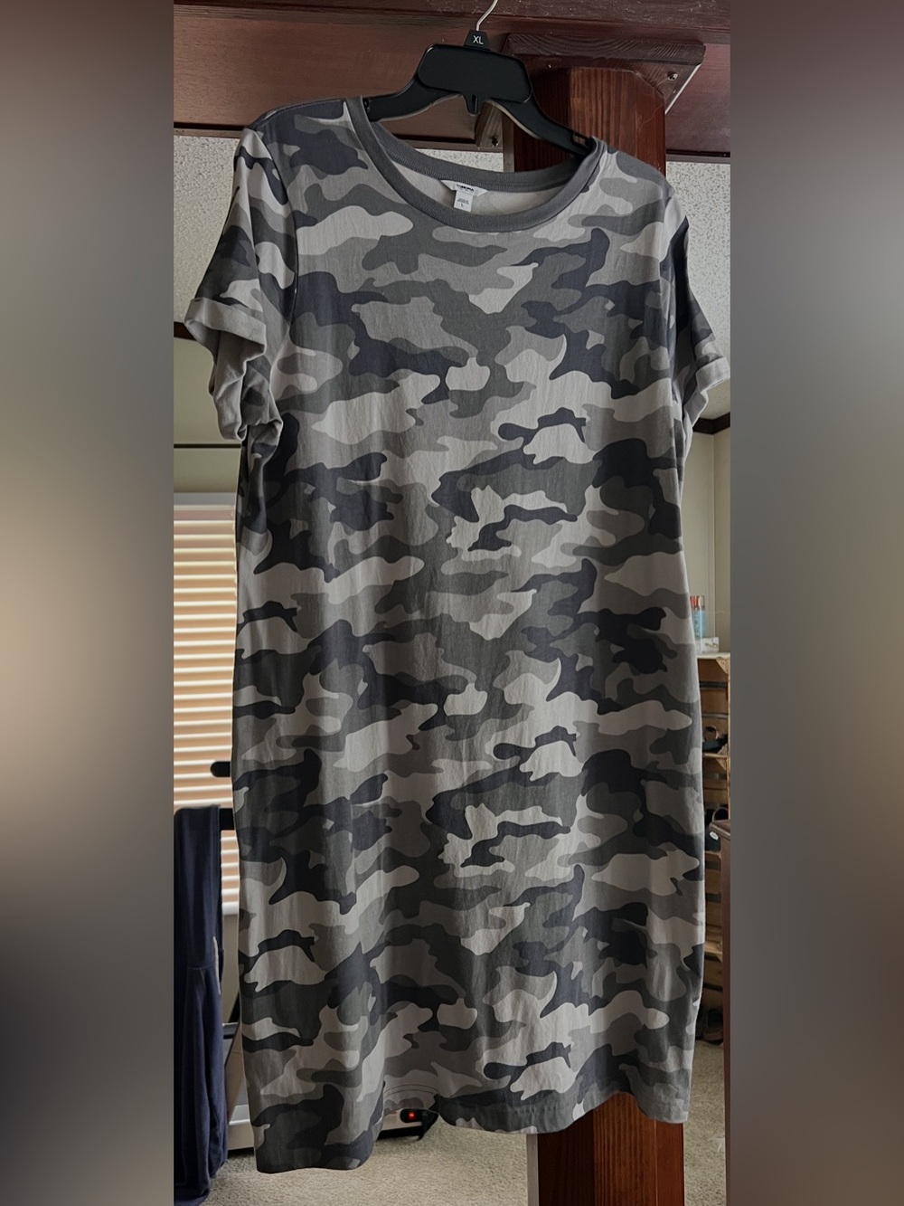 Sonoma Gray Camo Short Sleeve Tee Dress
